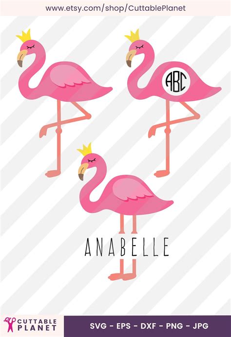 Flamingo With Crown Svg Dxf Eps Png Flamingo Queen Etsy Flower Svg Pink Flamingos Flamingo