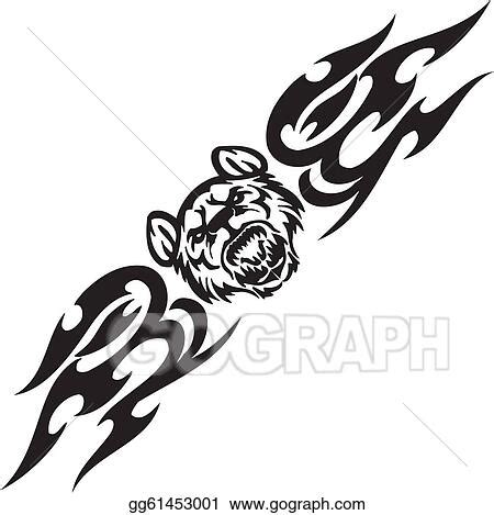 Vector Stock Tiger And Symmetric Tribals Vector Illustration