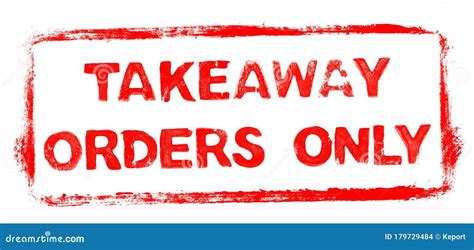 Red Stencil Frame Takeaway Orders Only Banner Stock Photo