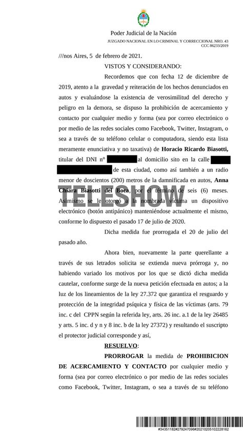 Extienden La Medida Perimetral Que Le Impide A Ricardo Biasotti Acercarse A Su Hija Anna Chiara