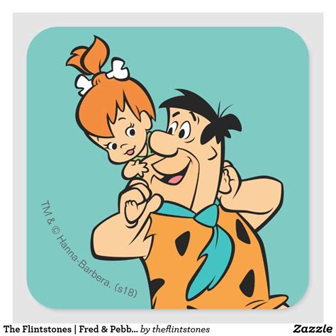 Pegatina Redonda Los Picapiedra Fred Y Pebbles Flintstone Flintstones Pebbles