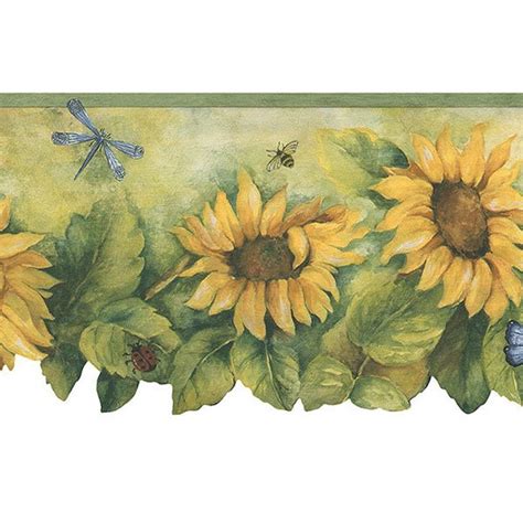 Bg71361dc Country Sunflower Insects Floral Wallpaper Border Etsy