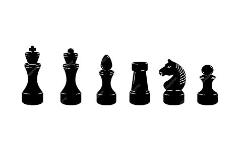 Premium Vector Set Of Black Chess Pieces Chessmen Silhouette Drawing