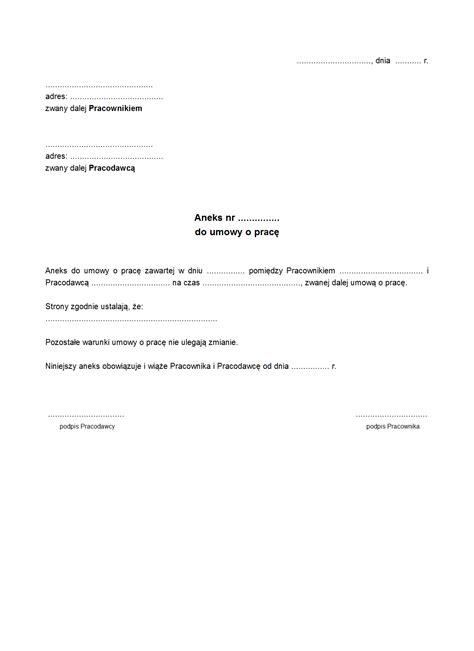 UoP-A Aneks do umowy o pracę | druk, formularz online