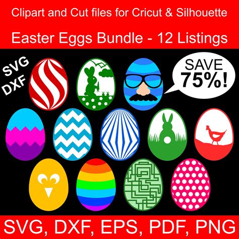 Cute Easter Eggs SVG files for Cricut & Silhouette Rabbit Silhouette