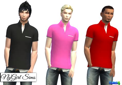 Nygirl Sims 4 High Collar Polo With White Dress Shirt