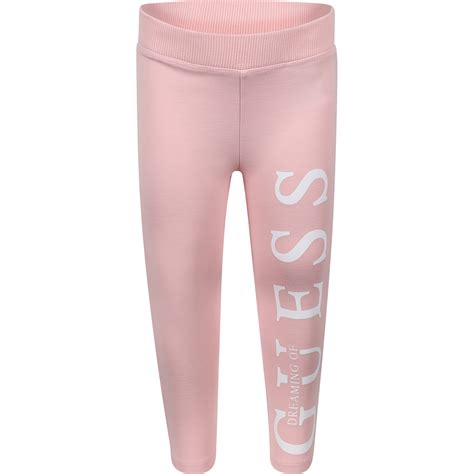 Guess Logo Leggings In Pink Bambinifashioncom