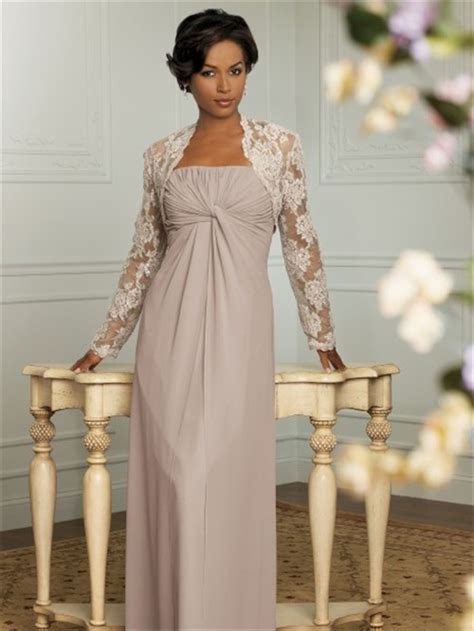 Elegant Floor Length Light Brown Chiffon Mother Of The Bride Dress With