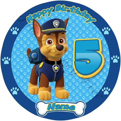 Chase Paw Patrol Cake Topper Edible Chase Paw Patrol Personalised My