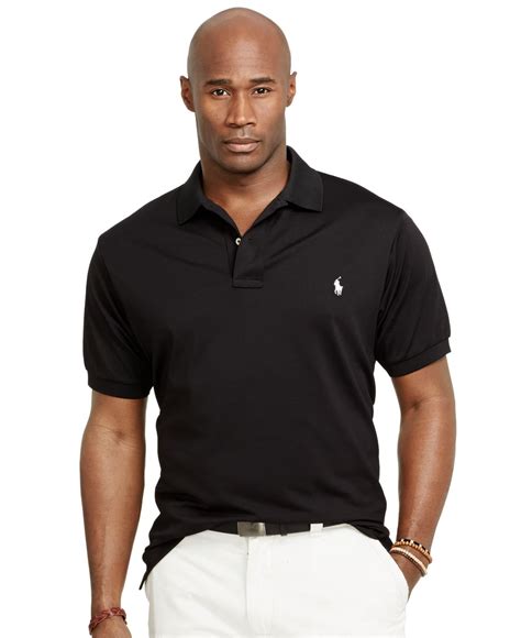 Polo Ralph Lauren Big And Tall Performance Mesh Polo Shirt In Black For