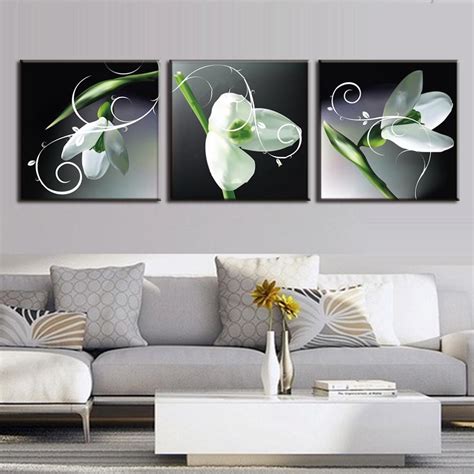 3 Pcsset New Flower Painting White Lily Set Canvas Print