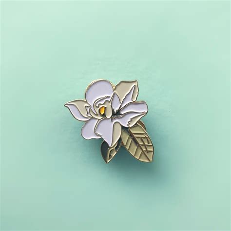 Magnolia Enamel Pin Floral Enamel Pin Flower Enamel Pin Etsy