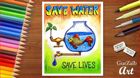 How To Draw Save Water Poster Chart For School Students Very Easy