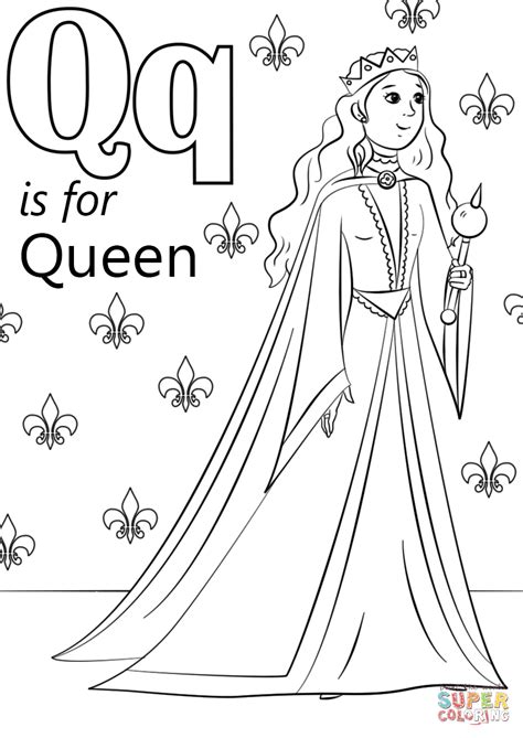 Fairy tales, animated films, flowers, anime, training coloring pages, nature, vegetables and fruit, cars, trees, animal, etc. Letter Q is for Queen coloring page | Free Printable ...