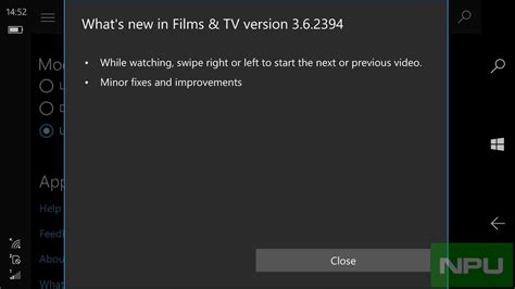 Universal Films And Tv Update On Windows 10 Brings Swipe To Play Next Or