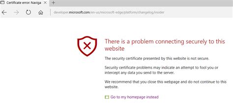 Windows 10 Edge Security Certificate Is Not Secure Since Bash
