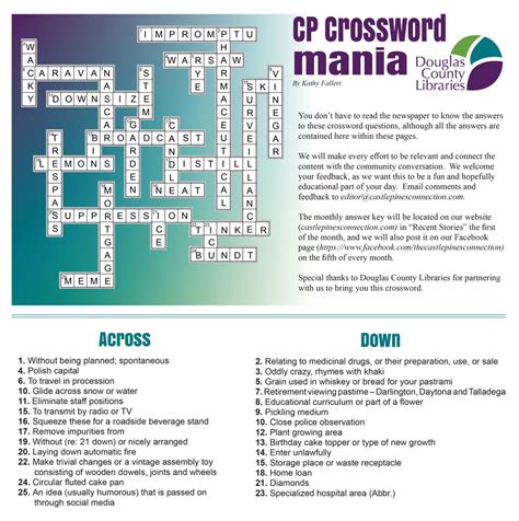 June Crossword Puzzle The Castle Pines Connection