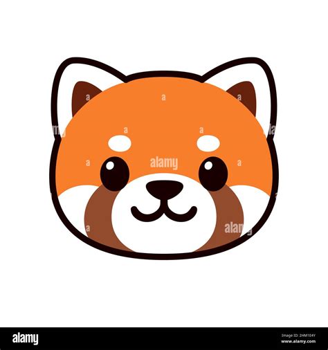 Cute Cartoon Red Panda Face Drawing Kawaii Icon Or Logo Vector Clip