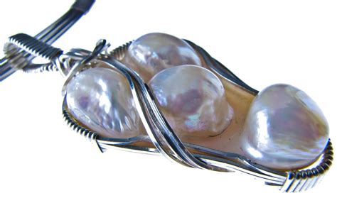 Blister Pearl Pendant Wire Wrapped Sterling Silver Slide Etsy Canada
