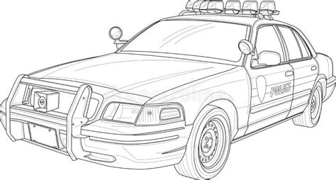 Police Car Realistic Sketch Vector Illustration In Black And White