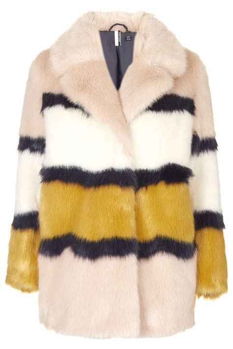 Faux Fur Colour Block Coat Coats Clothing Colorful Faux Fur Coat