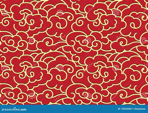 Chinese Clouds Pattern Seamless Print With Traditional Oriental Art