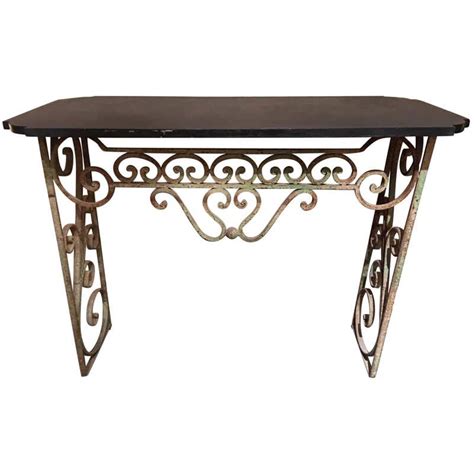 French Wrought Iron Console With A Black Marble Top Early 20th Century At 1stdibs