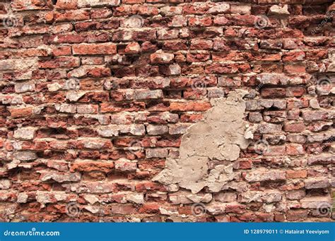 Old Red Damaged Weathered Brick Wall Textur Stock Image Image Of