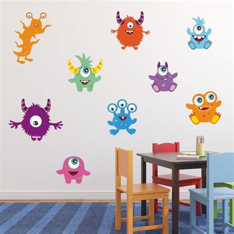 Monster Wall Stickers Monster Wall Decals Monster Decor Etsy Uk