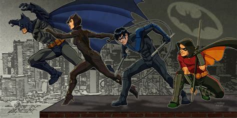 Batman Catwoman Nightwing Robin Tim Drake Batman Arkham Asylum
