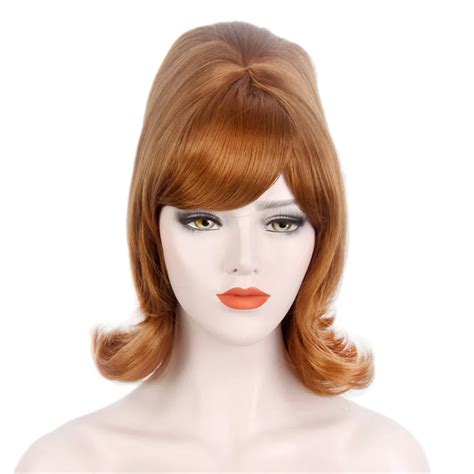 2023 blonde beehive 60s wig retro long wigs for women adult 70s 80s accessories rocker party