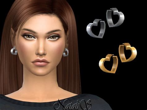 The Sims Resource Metal Heart Stud Earrings By Natalis • Sims 4 Downloads
