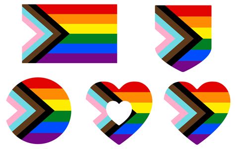 Progress Pride Flag In Shape Set Progress Pride Rainbow Flags Lgbtq