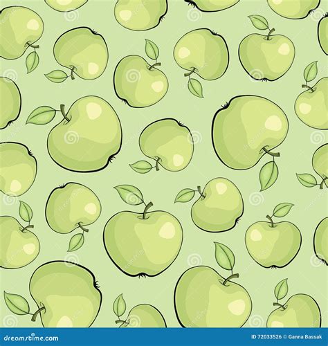 Seamless Texture With Green Apples Stock Illustration Illustration Of