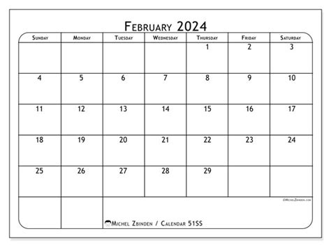 Calendar February 2024 51 Michel Zbinden En