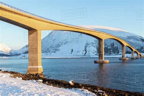Bridge In Lofoten During A Snowy Winters Day Nordland Arctic Norway