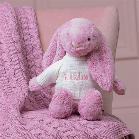 Personalised Jellycat Tulip Pink Bashful Bunny Soft Toy Thats Mine