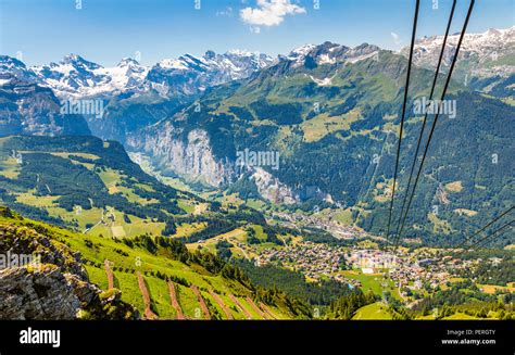 Aerial View Of Wengen Village Centre Lauterbrunnen And The