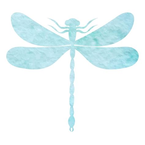 Premium Vector Watercolor Blue Silhouette Of A Dragonfly Isolated
