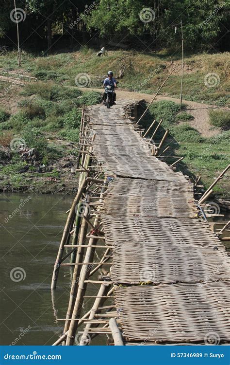 Bamboo Bridge Editorial Stock Image Image Of River Village 57346989