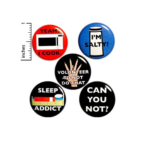 Funny Sarcastic Buttons 5 Pack Backpack Pins Lazy I M Salty Pin Lapel Pins