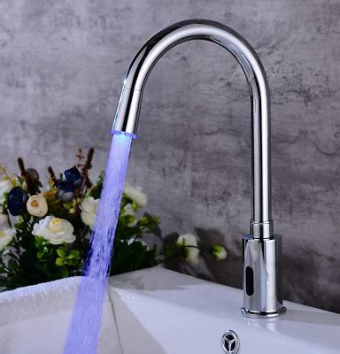 The faucet has a height of about 15 inches and a spout reach of 8. Gangang Led Kitchen Touch Free Automatic Sensor Sink ...