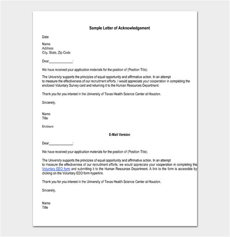 16 Free Acknowledgement Letter Templates And Examples Word Pdf