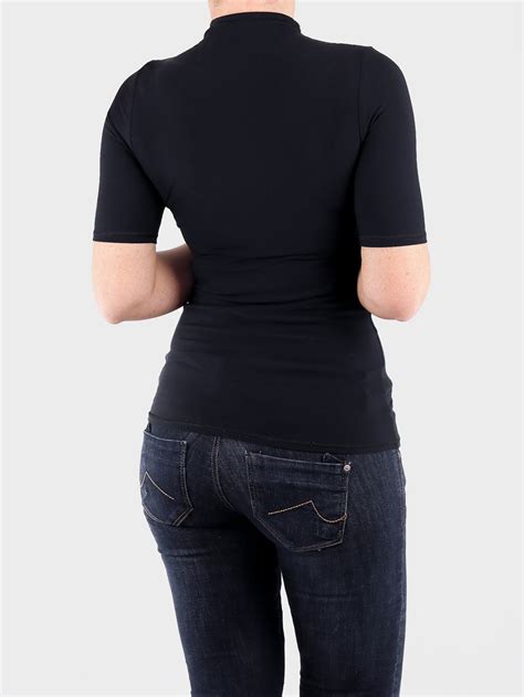 Black Short Sleeve Turtleneck Shirt Minimalist Customised