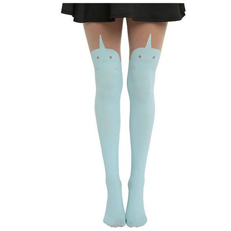 Lovesick Narwhal Tights Hot Topic Thigh High Tights Blue Tights Blue Stockings