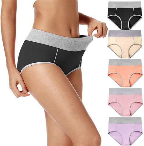 Pokarla Womens Cotton Hipster High Waist Underwear 5 Pack