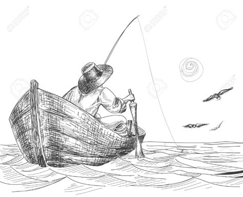 Man Fishing Drawing at PaintingValley.com | Explore collection of Man