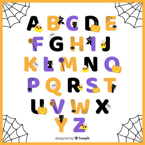 Lovely Halloween Alphabet Vector Free Download