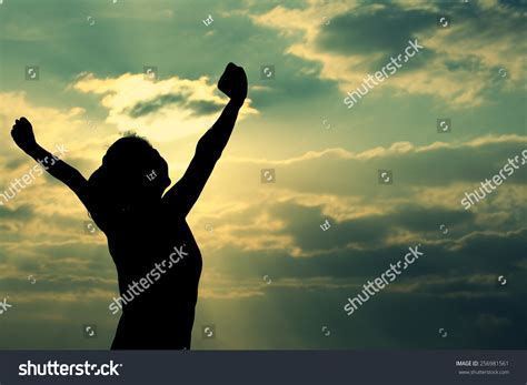 Strong Confidence Woman Open Arms Under Stock Photo Edit Now 256981561