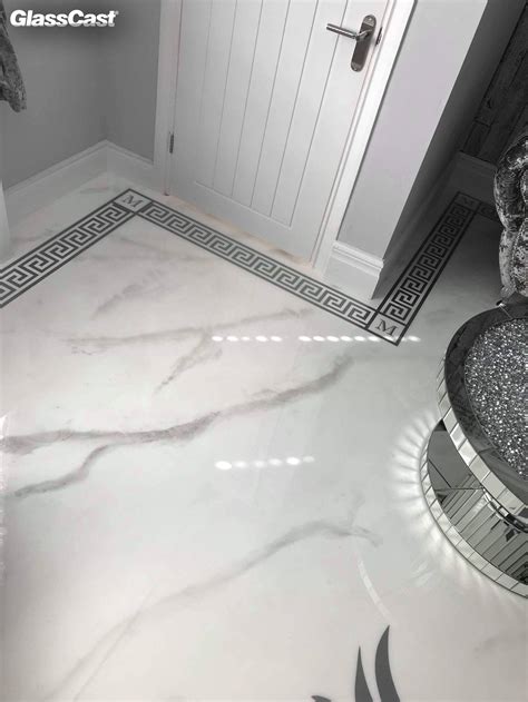 Marble Effect White And Metallic Resin Floor Glasscast